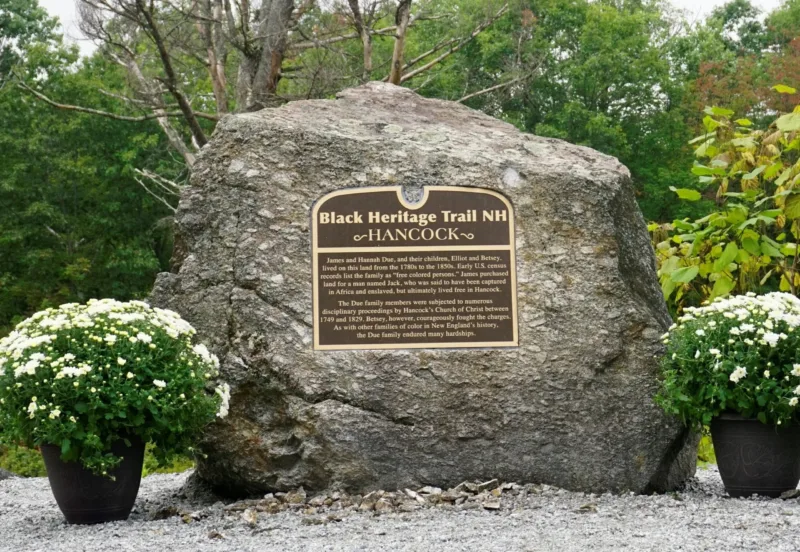 The Tour of Due plaque, one of NH's first Black Heritage Trail markers, explores hidden local history in Hancock